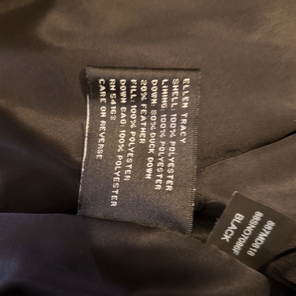Ellen Tracy Duck Down Puffer Long Winter Coat Black Feather Size Small - Picture 9 of 10